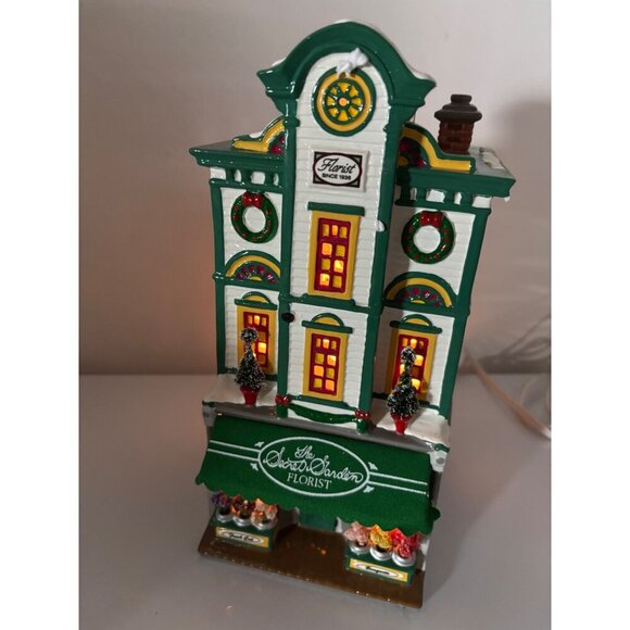 Vtg Dept 56 Ceramic Lighted Secret Gardner Florist Christmas Village - Picture 2 of 12